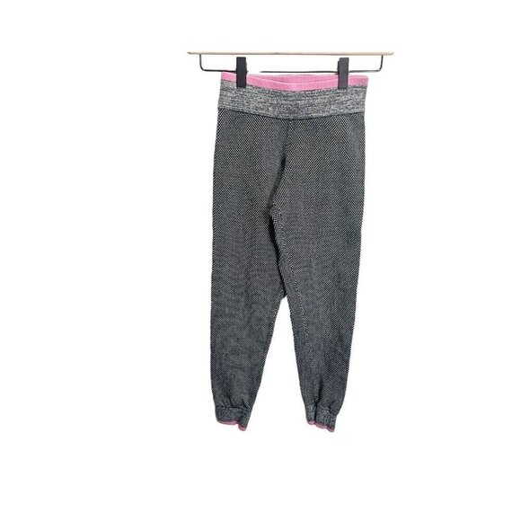 Ivivva by Lululemon Girls Knit Sweat Jogging Pants 10 Gray Pink Stretch - Picture 1 of 6